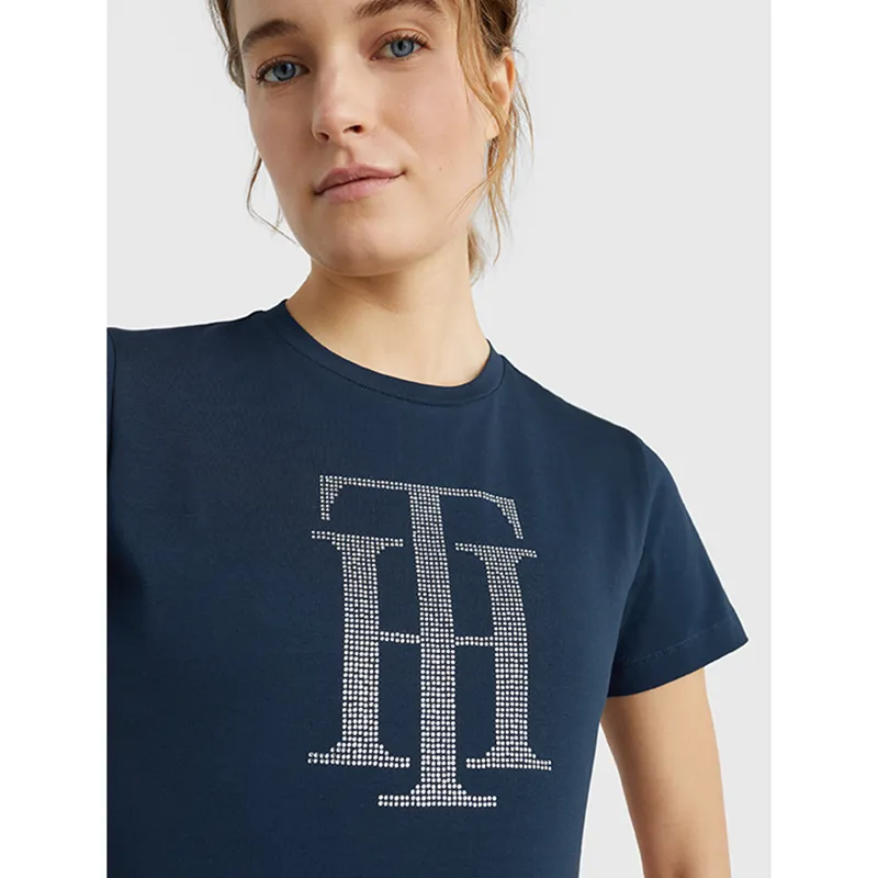 Tommy Hilfiger Women's Rhinestone T-Shirt - Desert Sky-4